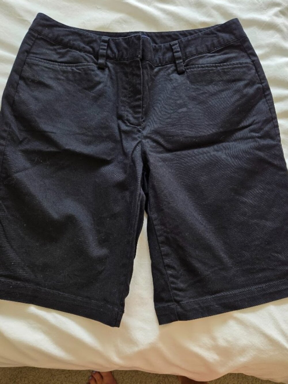 Lands End Black Cotton Mid-Rise Bermuda Shorts, 8P
